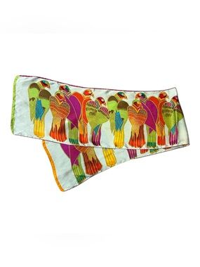 Tropical Bird 100% silk scarf vibrant colors